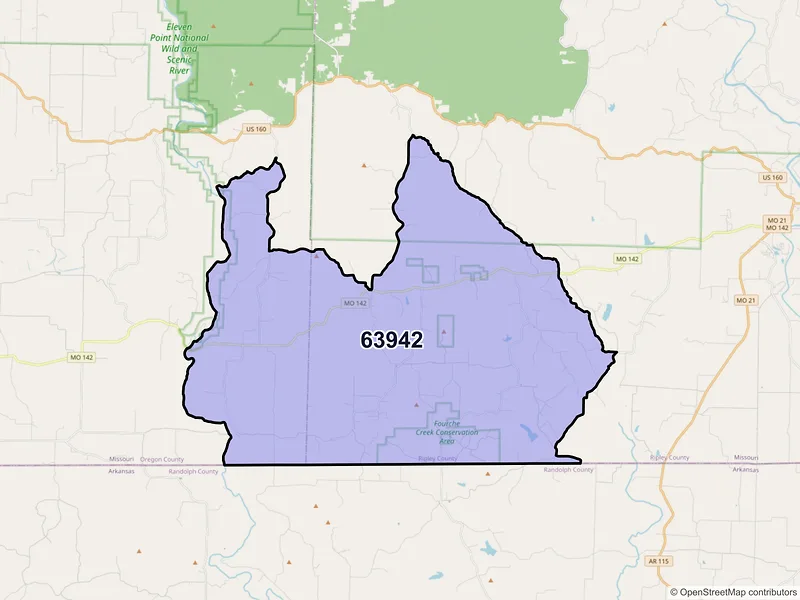 Map of Gatewood, Missouri and ZIP codes
