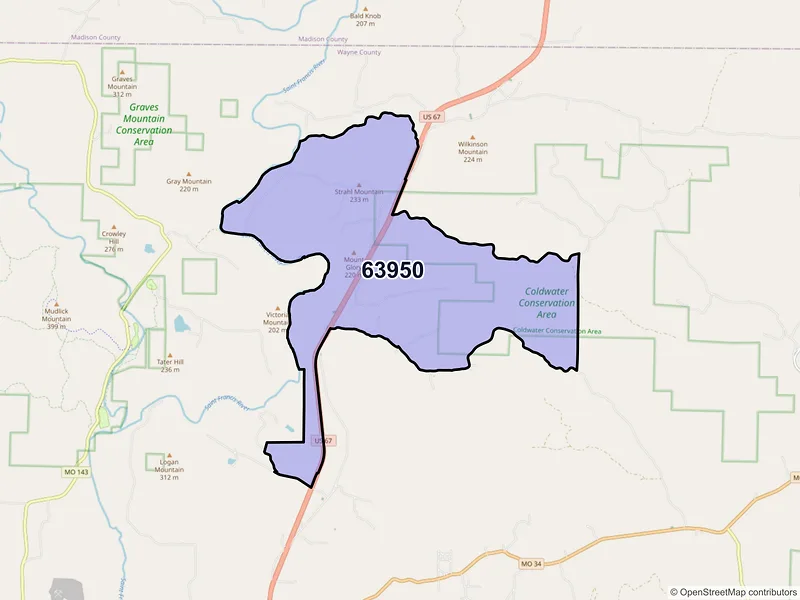 Map of Lodi, Missouri and ZIP codes