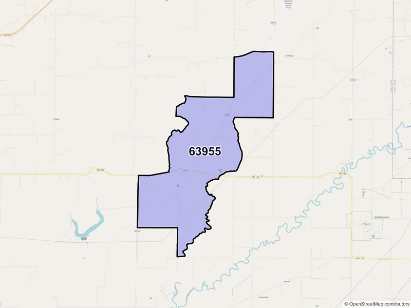 Map of Oxly, Missouri and ZIP codes