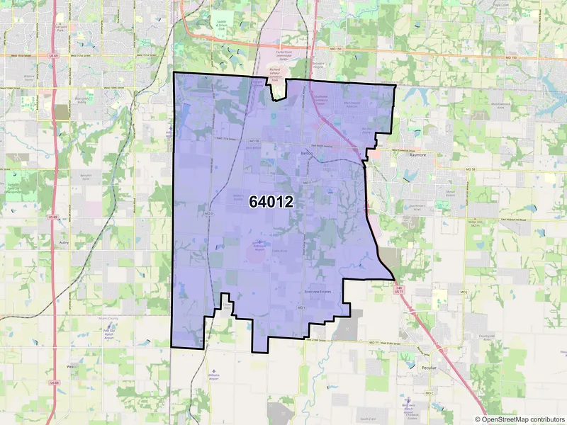 Map of ZIP Code 64012 — Belton, MO