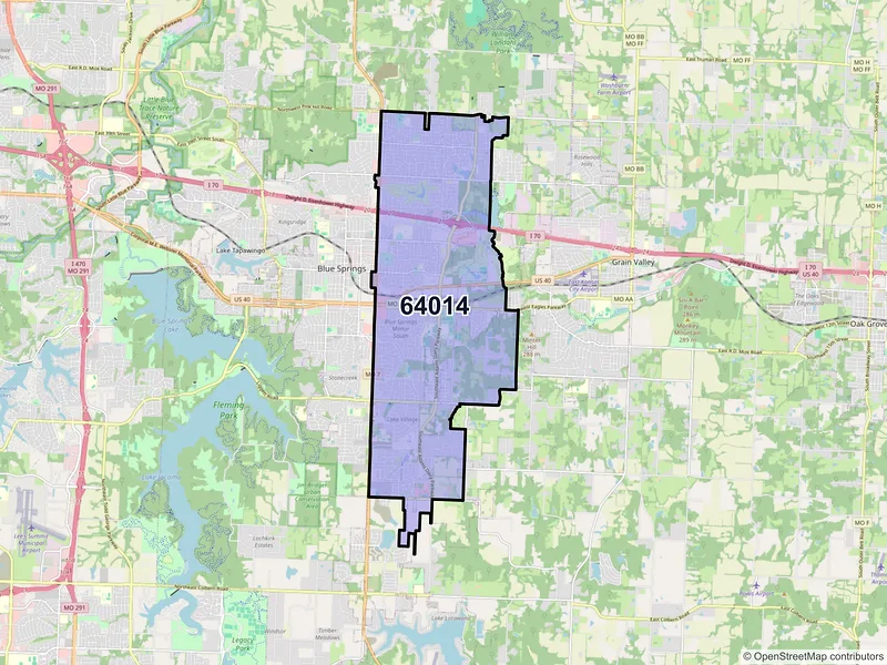 Map of ZIP Code 64014 — Blue Springs, MO