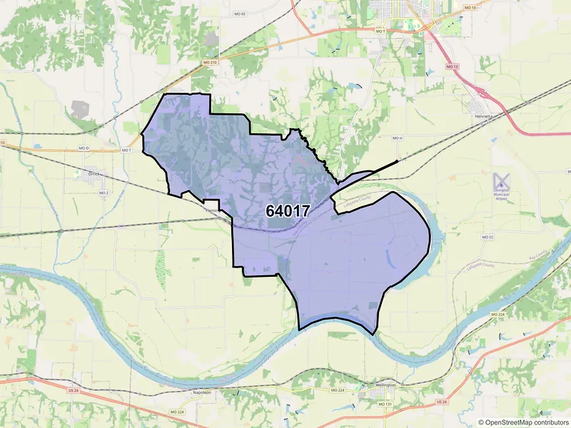 Map of Camden, Missouri and ZIP codes