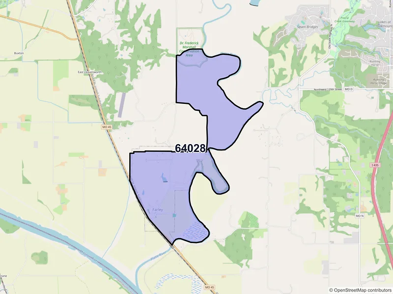 Map of Farley, Missouri and ZIP codes