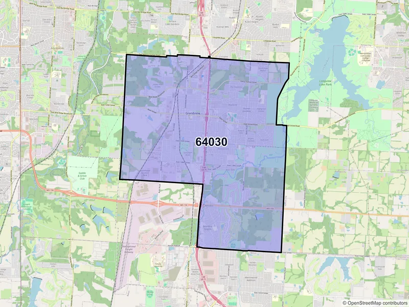 Map of ZIP Code 64030 — Grandview, MO