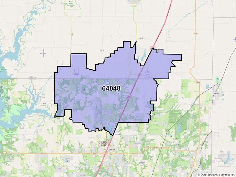 Map of ZIP Code 64048 — Holt, MO