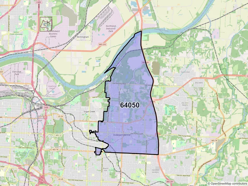 Map of ZIP Code 64050 — Independence, MO