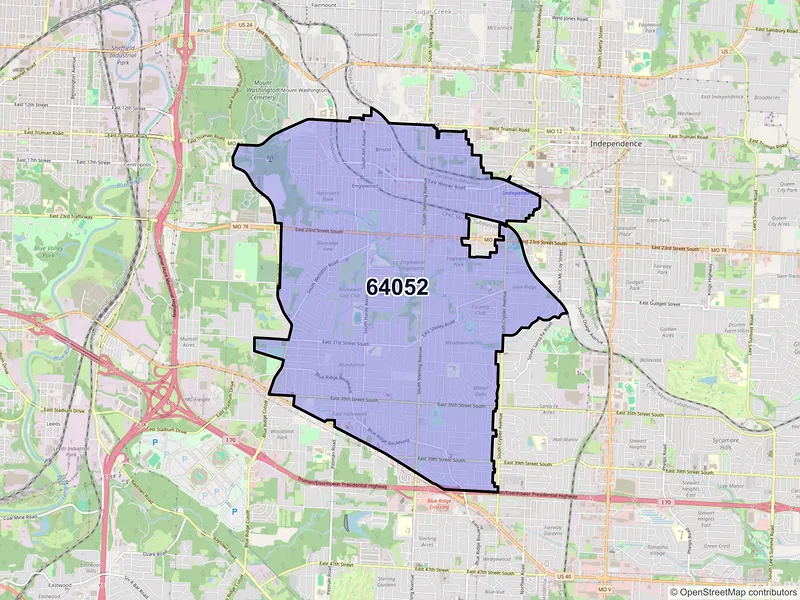Map of ZIP Code 64052 — Independence, MO
