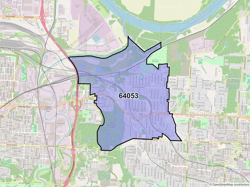 Map of ZIP Code 64053 — Independence, MO