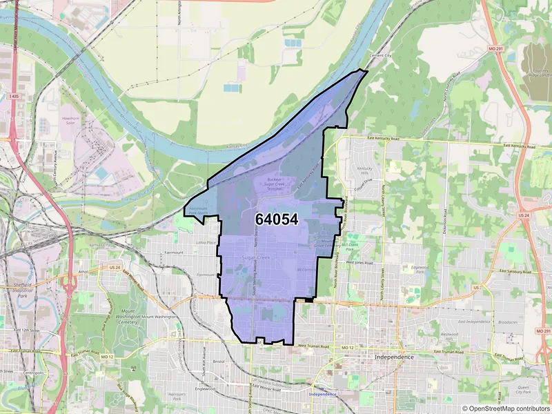 Map of ZIP Code 64054 — Independence, MO