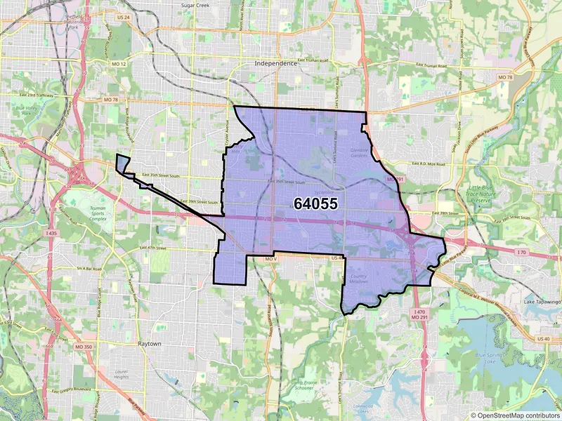 Map of ZIP Code 64055 — Independence, MO