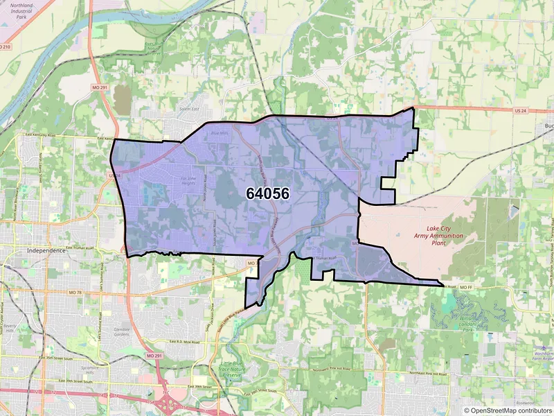 Map of ZIP Code 64056 — Independence, MO