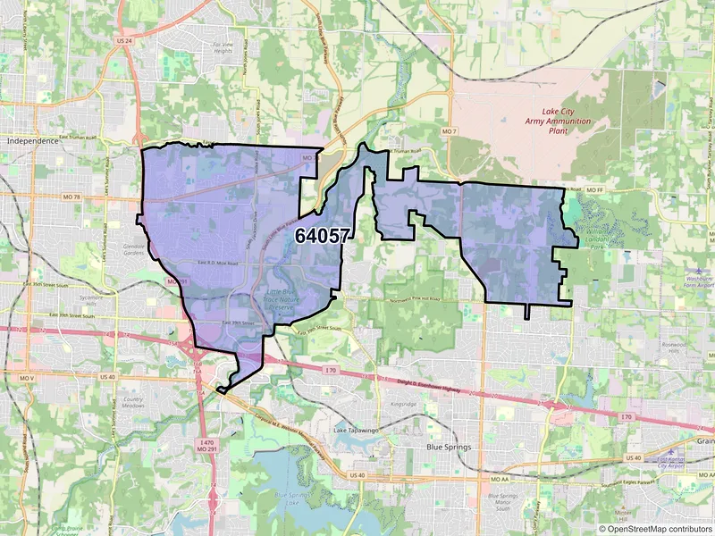 Map of ZIP Code 64057 — Independence, MO