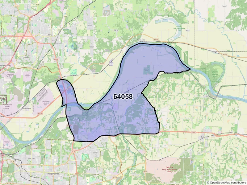 Map of ZIP Code 64058 — Independence, MO