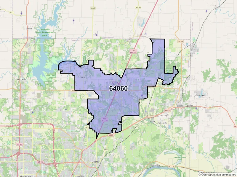 Map of ZIP Code 64060 — Kearney, MO
