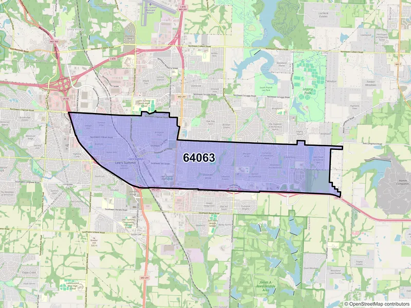 Map of ZIP Code 64063 — Lees Summit, MO