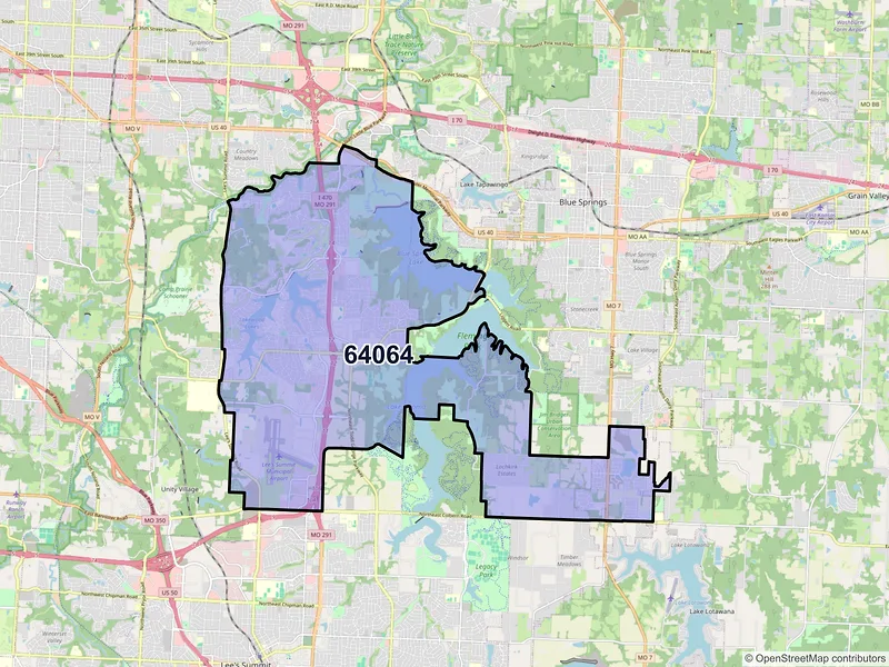 Map of ZIP Code 64064 — Lees Summit, MO