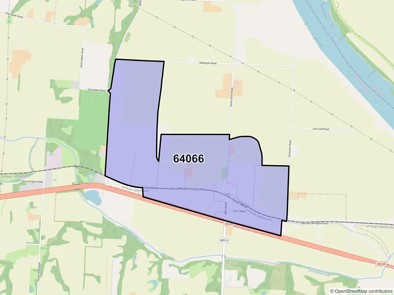 Map of Levasy, Missouri and ZIP codes