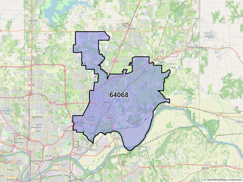 Map of ZIP Code 64068 — Liberty, MO
