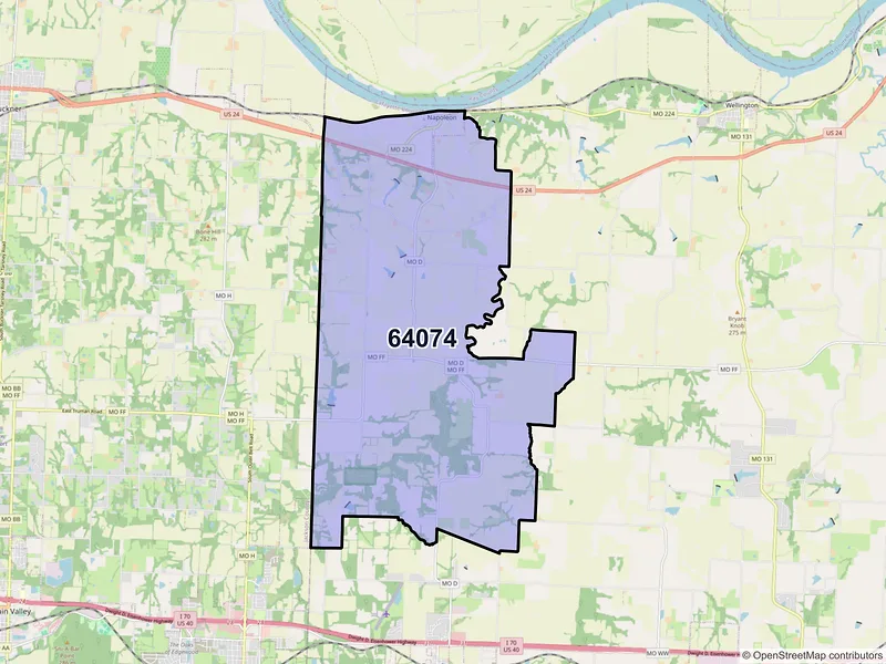 Map of ZIP Code 64074 — Napoleon, MO
