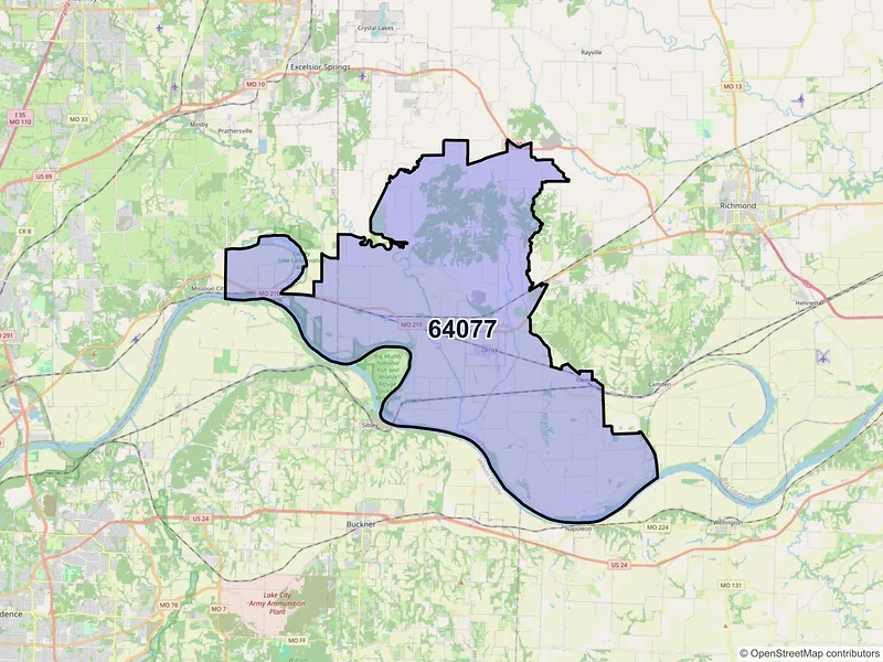 Map of ZIP Code 64077 — Orrick, MO