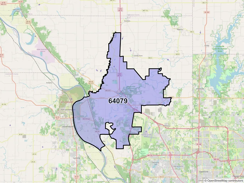 Map of ZIP Code 64079 — Platte City, MO