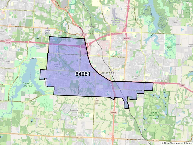 Map of ZIP Code 64081 — Lees Summit, MO