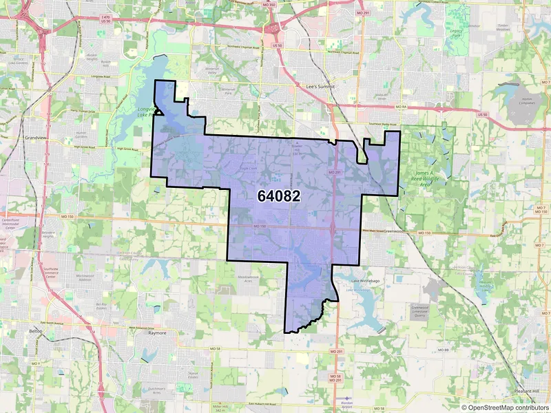 Map of ZIP Code 64082 — Lees Summit, MO