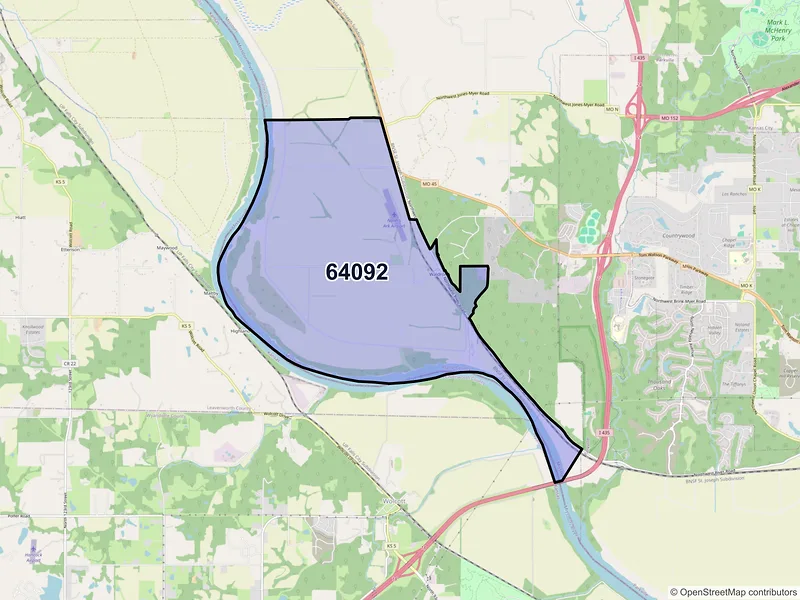 Map of Waldron, Missouri and ZIP codes