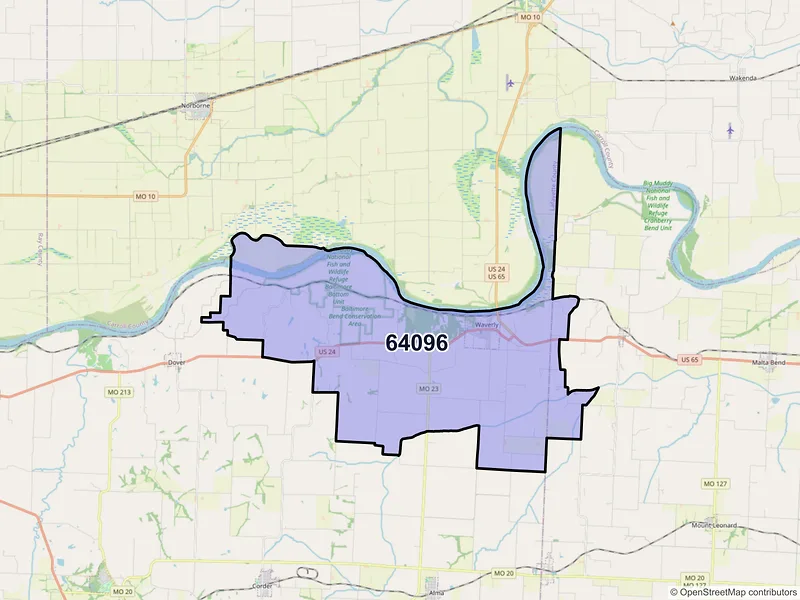 Map of ZIP Code 64096 — Waverly, MO