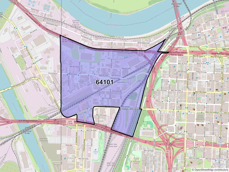 Map of ZIP Code 64101 — Kansas City, MO