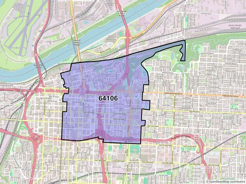 Map of ZIP Code 64106 — Kansas City, MO