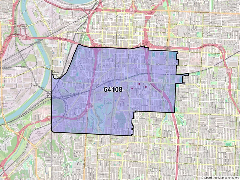 Map of ZIP Code 64108 — Kansas City, MO
