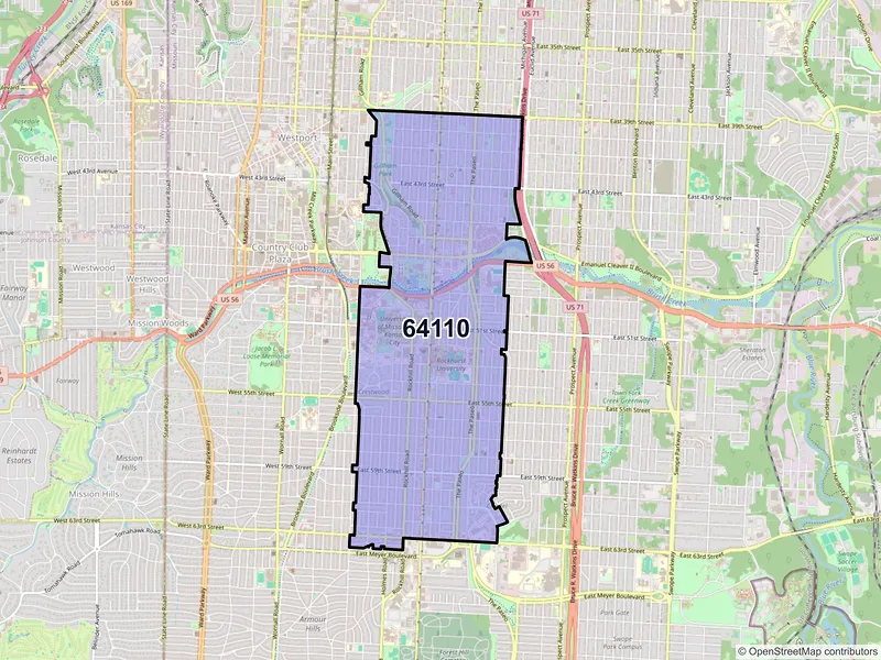 Map of ZIP Code 64110 — Kansas City, MO