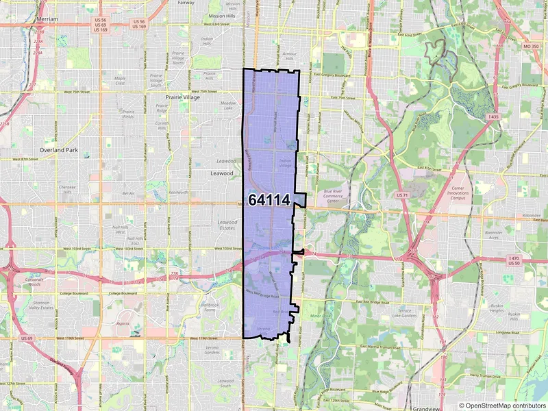 Map of ZIP Code 64114 — Kansas City, MO