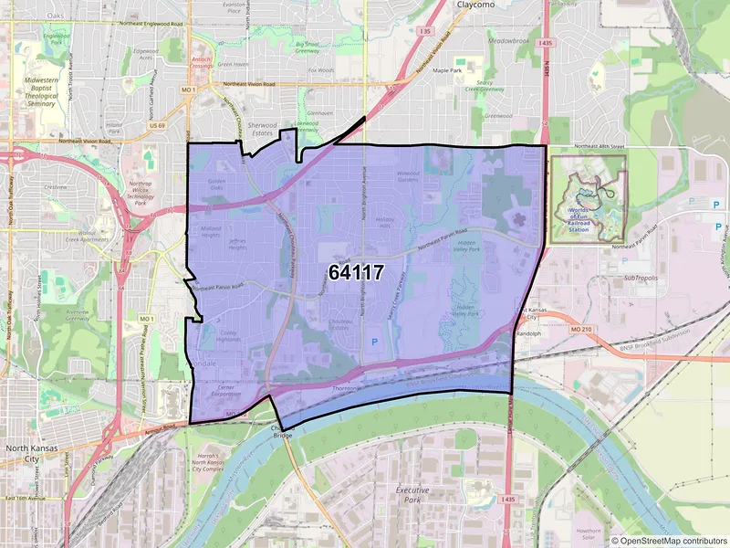Map of ZIP Code 64117 — Kansas City, MO