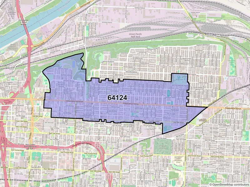 Map of ZIP Code 64124 — Kansas City, MO