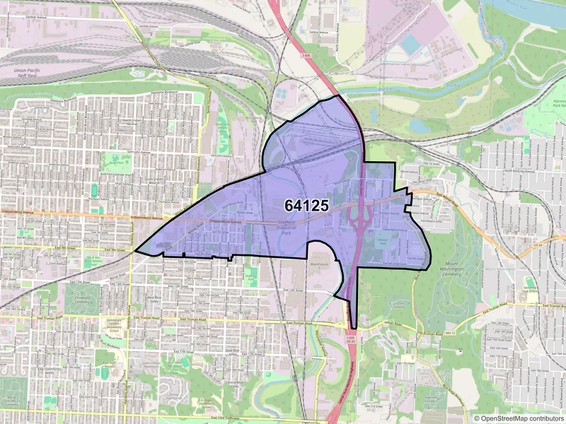 Map of ZIP Code 64125 — Kansas City, MO