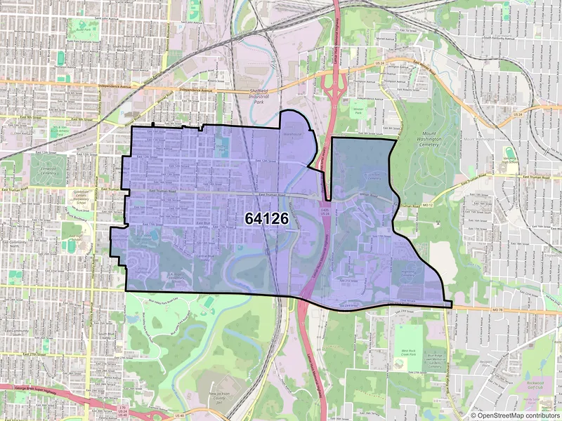 Map of ZIP Code 64126 — Kansas City, MO