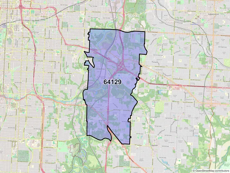 Map of ZIP Code 64129 — Kansas City, MO