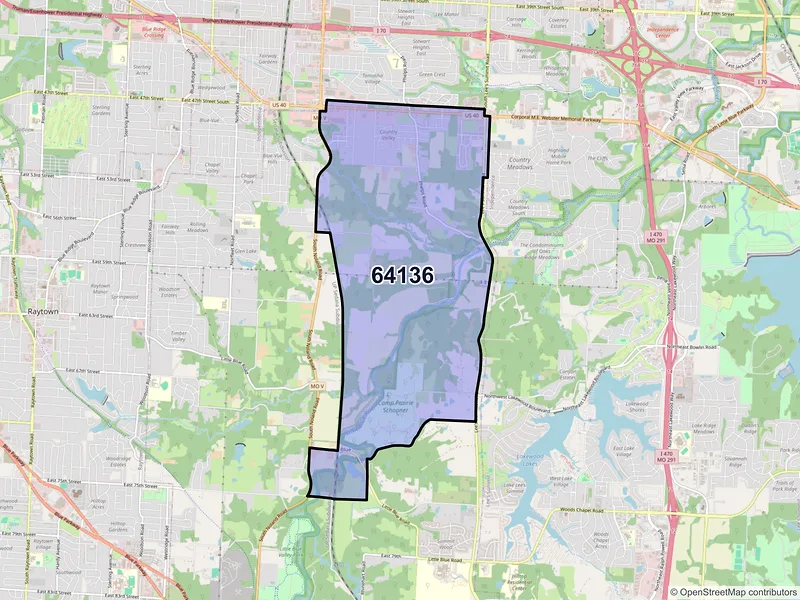 Map of ZIP Code 64136 — Kansas City, MO