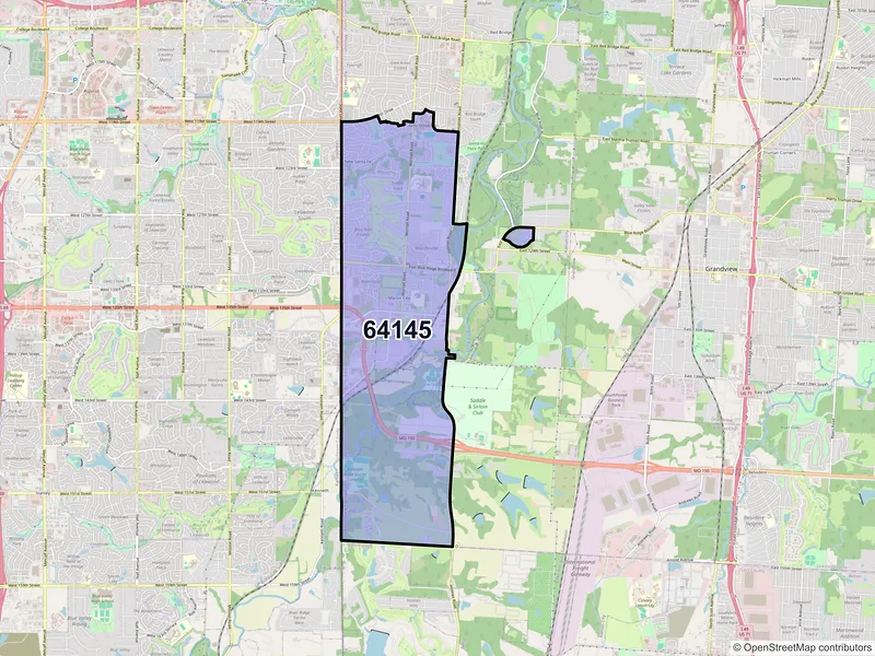 Map of ZIP Code 64145 — Kansas City, MO