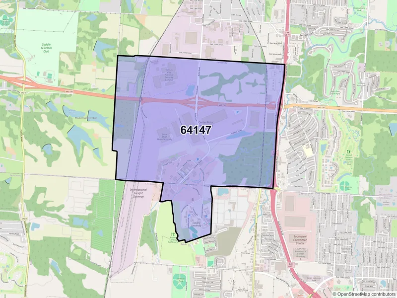 Map of ZIP Code 64147 — Kansas City, MO