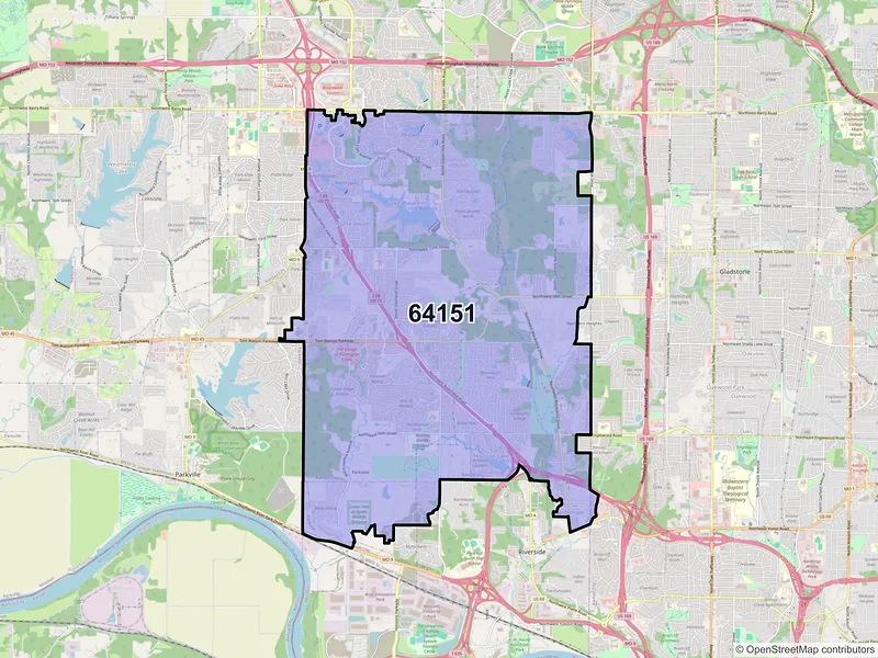 Map of ZIP Code 64151 — Kansas City, MO