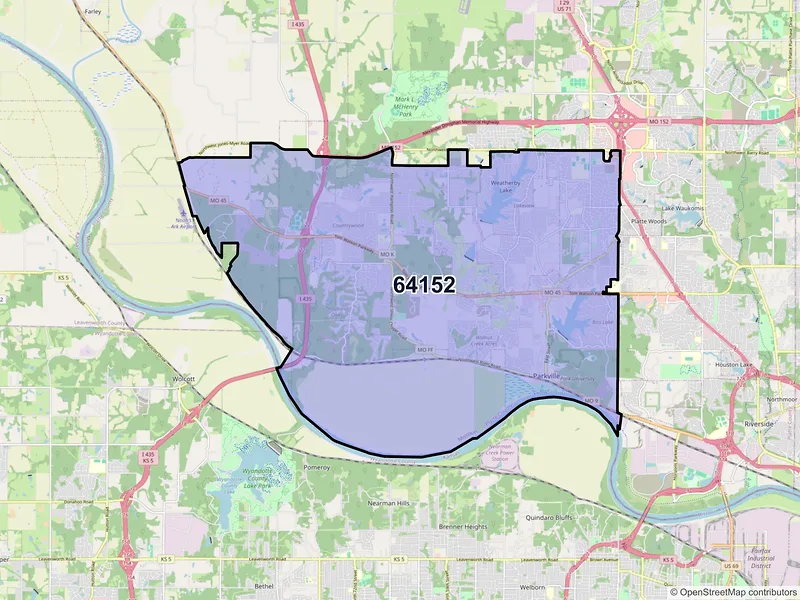 Map of ZIP Code 64152 — Kansas City, MO