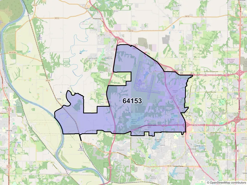 Map of ZIP Code 64153 — Kansas City, MO