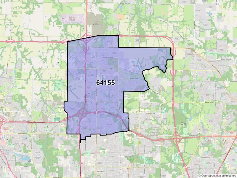 Map of ZIP Code 64155 — Kansas City, MO