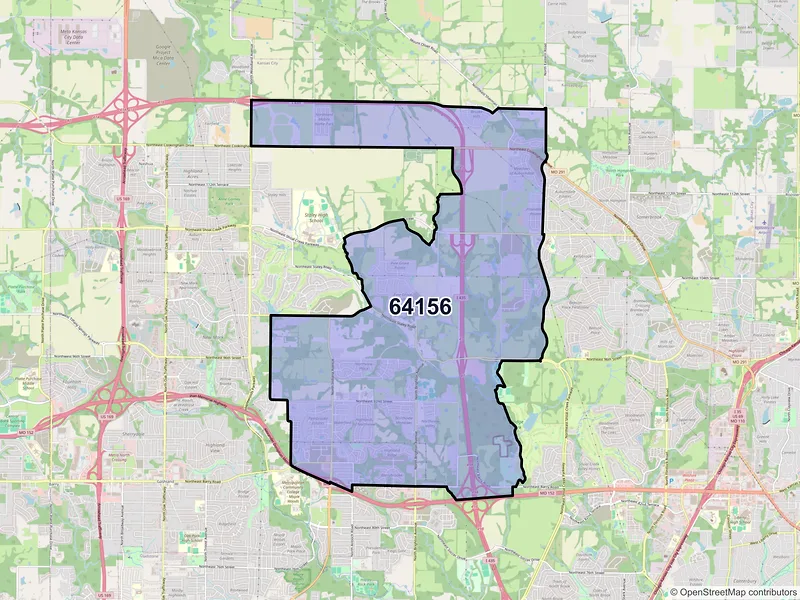 Map of ZIP Code 64156 — Kansas City, MO
