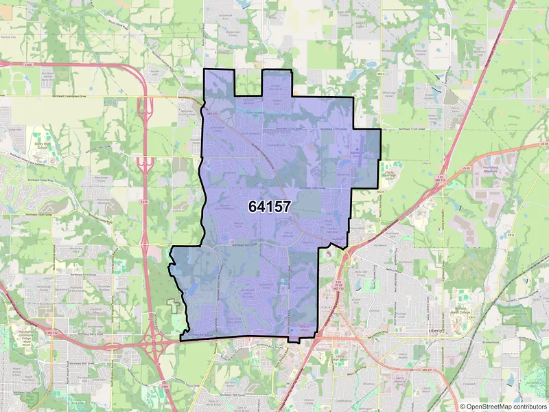 Map of ZIP Code 64157 — Kansas City, MO