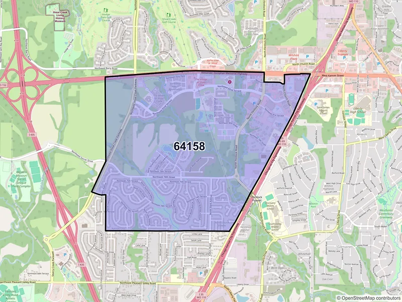Map of ZIP Code 64158 — Kansas City, MO