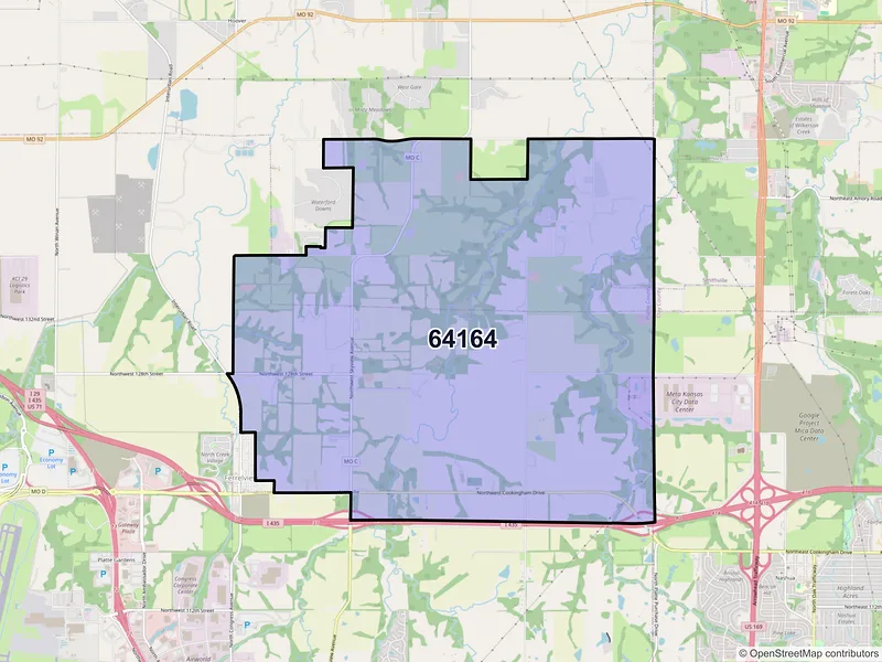 Map of ZIP Code 64164 — Kansas City, MO